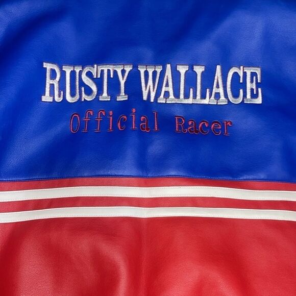 Nascar Rusty Wallace Chase Letterman Jacket Red White Blue Coat Men's Large L - Picture 5 of 11
